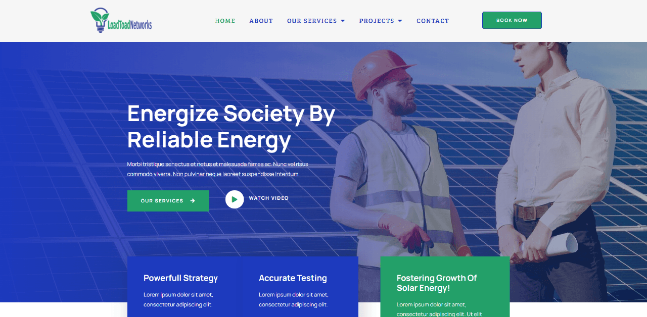Solar Energy and Construction Website | Load Toad Networks